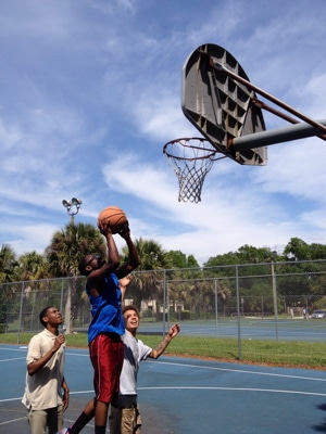 STUDENTS ENJOYING THE WARMER WEATHER